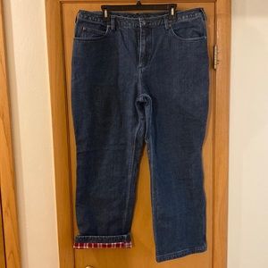 Duluth Company Flannel Plaid Lined Straight Leg Jeans Plus Size 18 x 31